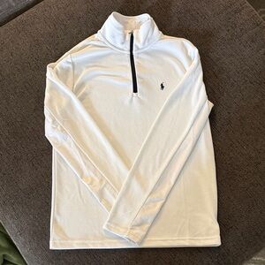 Youth boys- Polo Ralph Lauren White Half-Zip Pullover.
